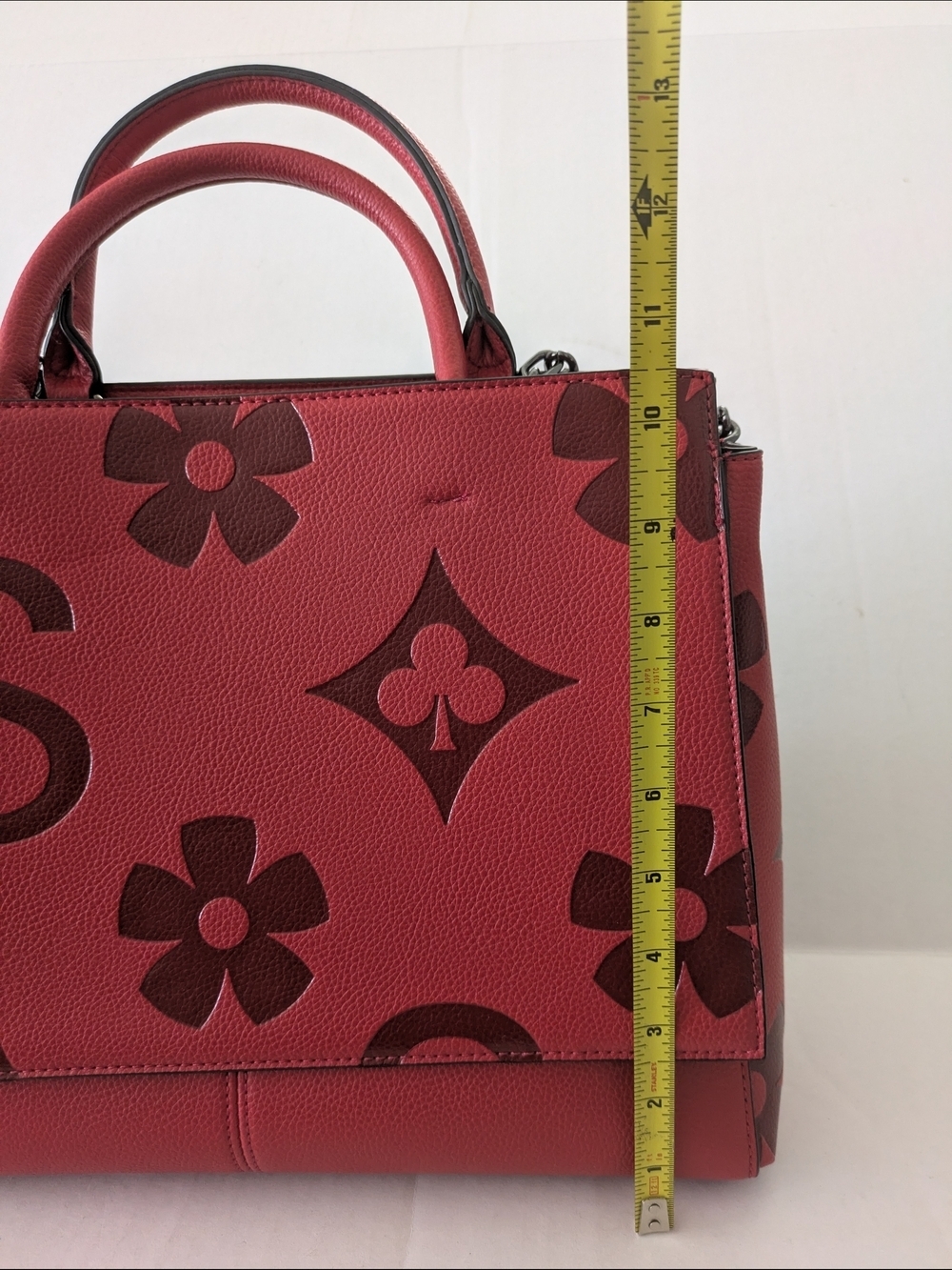 Designer Red Floral Monogram Tote - Picture 7 of 7